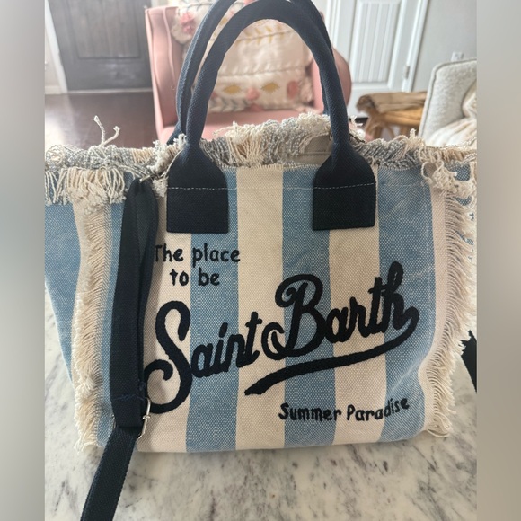 Saint Barth bag stripped blue white summer tote bag great condition MC2 tote bag - Picture 1 of 7